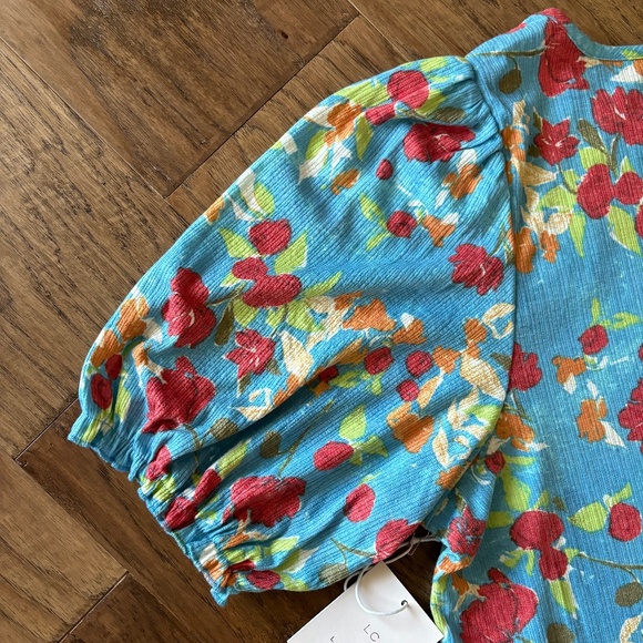 Lauren Conrad Blue Red Floral Short Sleeve Top Casual Women's Size Extra… - Picture 6 of 12